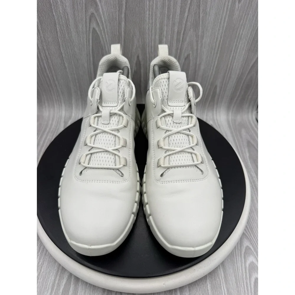 ECCO Gruuv‎ US Mens 8.5 EU 42 White Gray Leather Athletic Running Sneakers Shoes